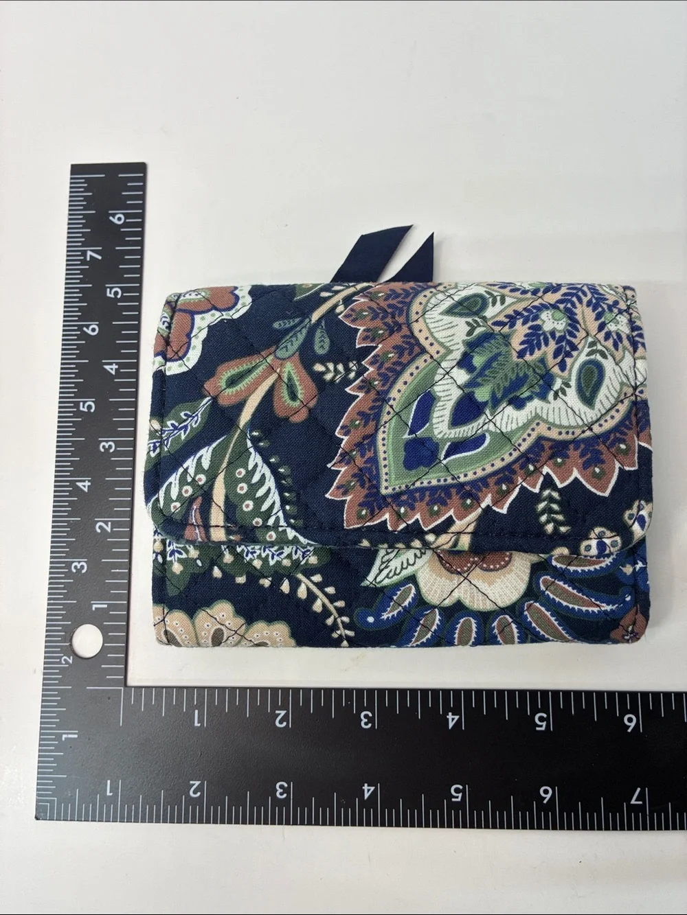 Vera Bradley Quilted Paisley Wallet in Navy, Green and Tan - Picture 3 of 8